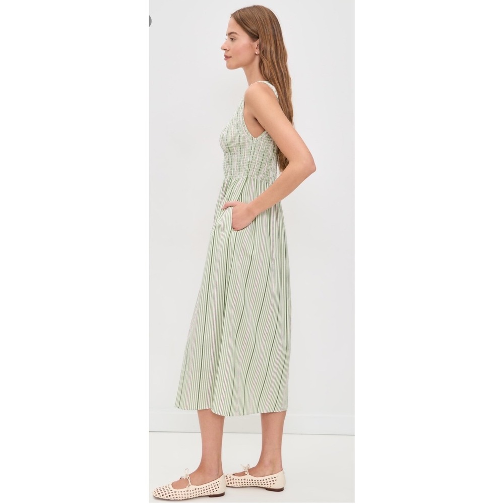 Hill House The Cosima Nap Dress Green White Striped Smocked Midi 3X - Picture 3 of 11